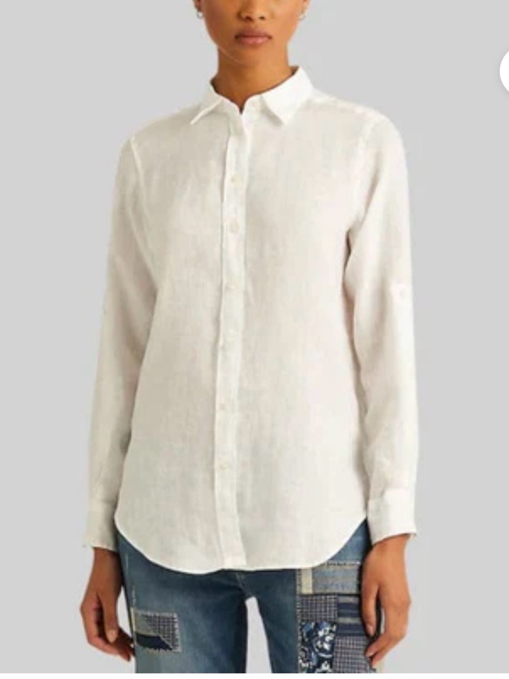 Polo Ralph Lauren White 100% Linen Button-Down Shirt
